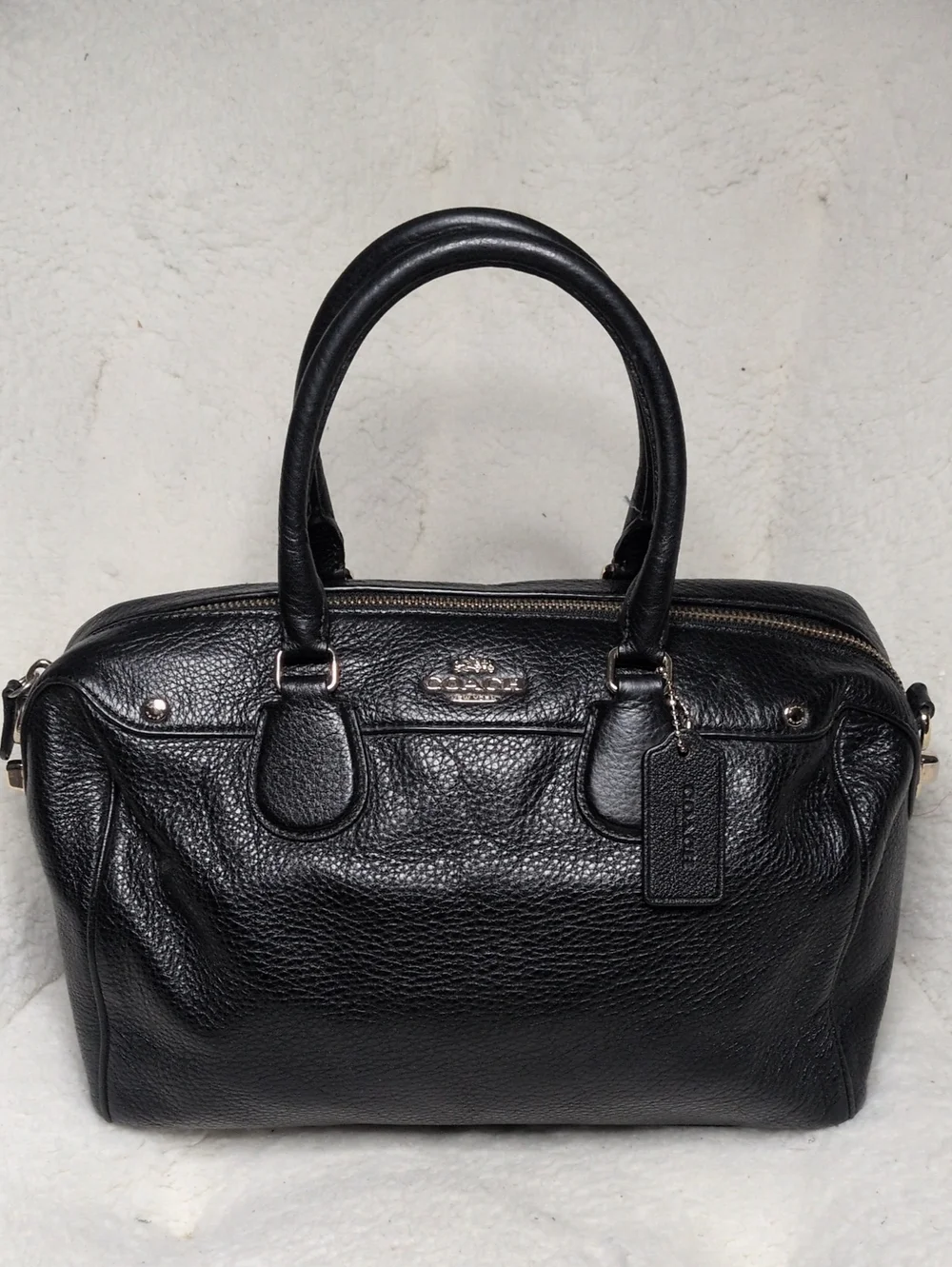 Coach Black Pebbled Leather Bennet Satchel Bag